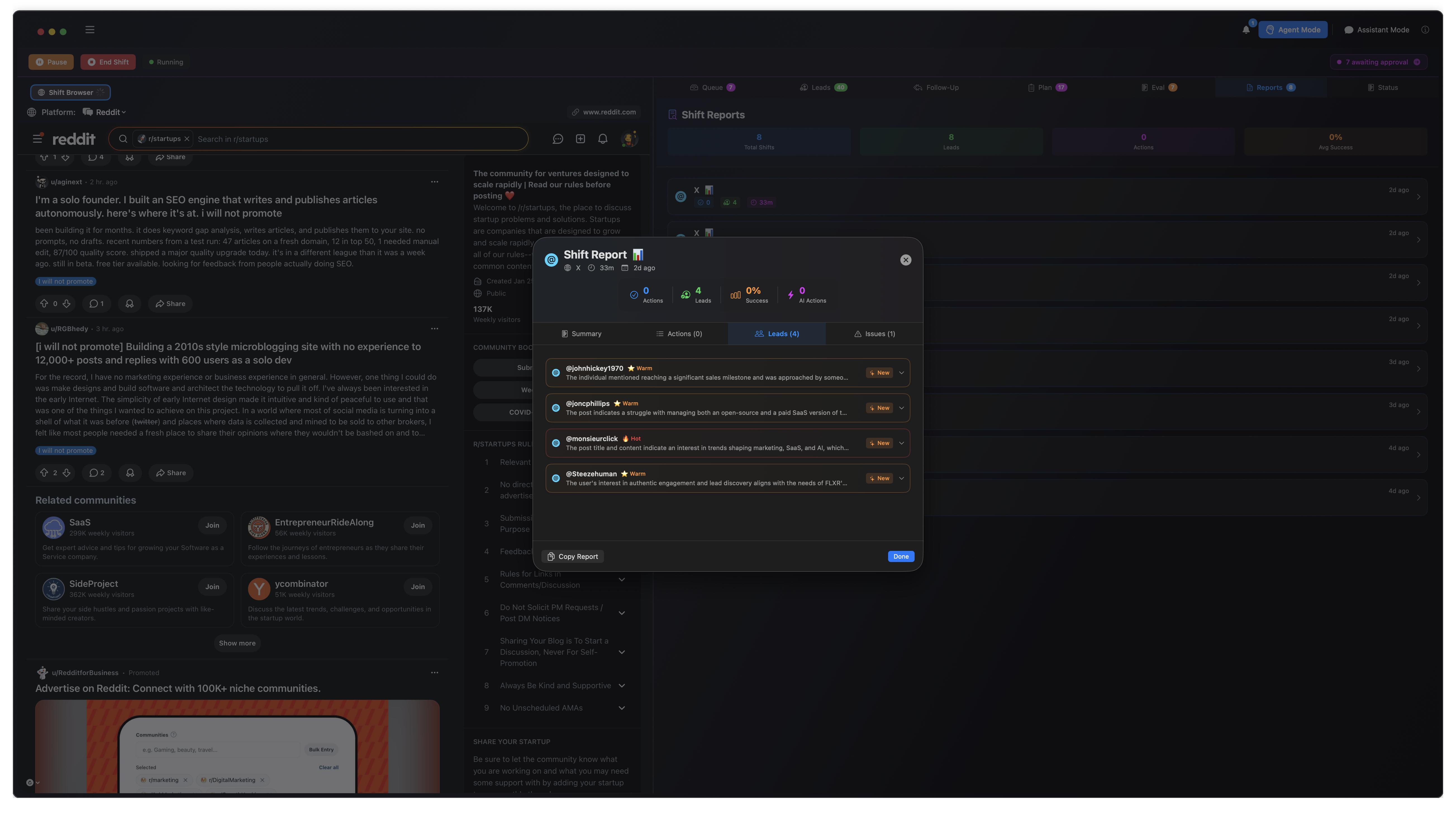 FLXR on macOS — shift performance and analytics