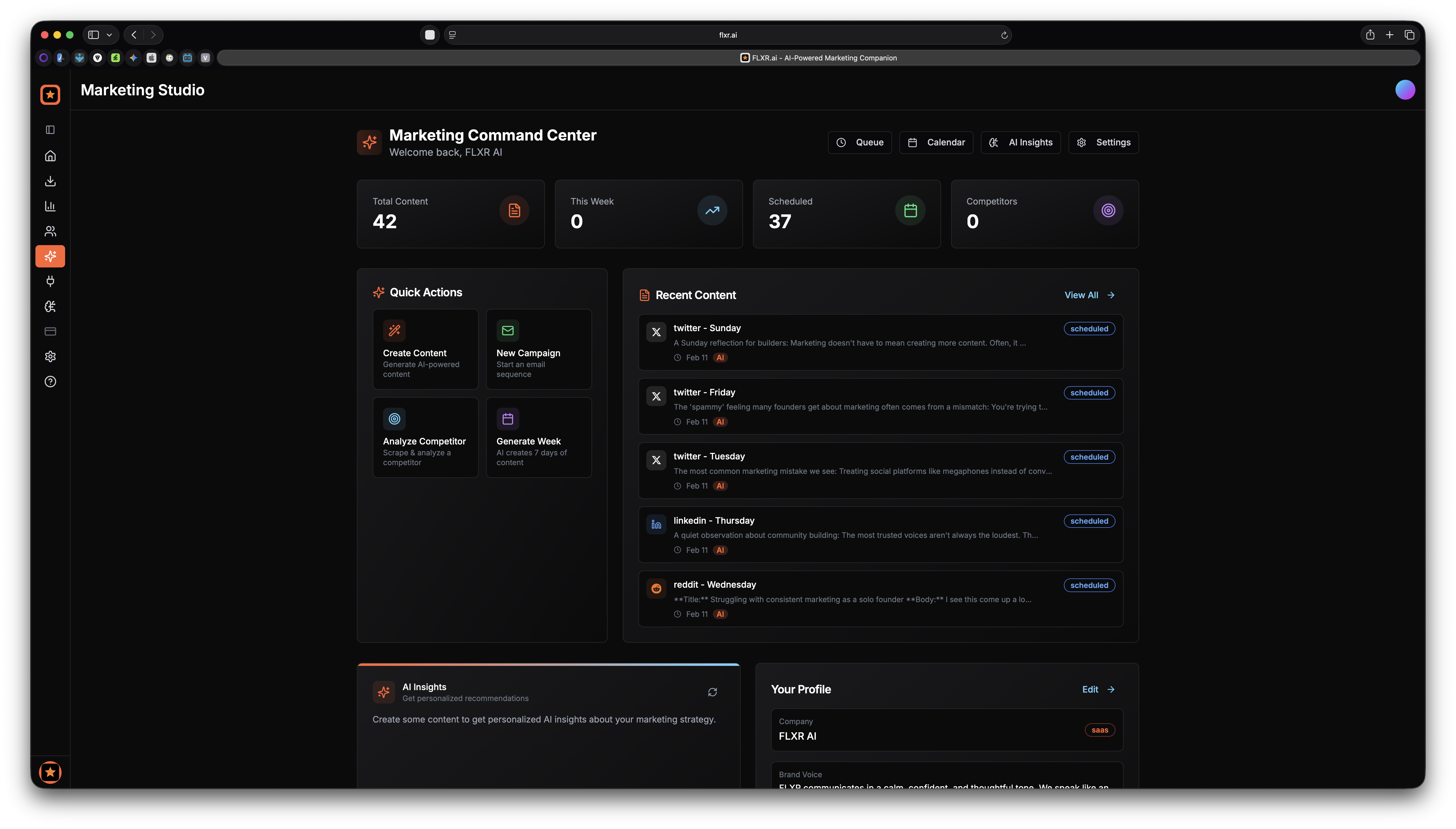 FLXR web — marketing content studio